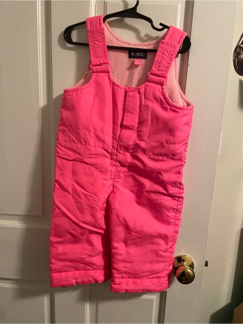 The Children's Place Bright Pink Kids Snow Overalls